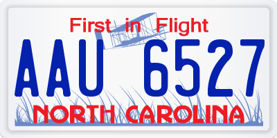 NC license plate AAU6527