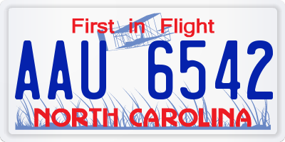 NC license plate AAU6542