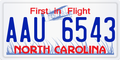 NC license plate AAU6543