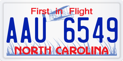 NC license plate AAU6549