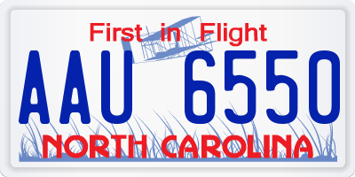 NC license plate AAU6550