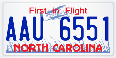 NC license plate AAU6551