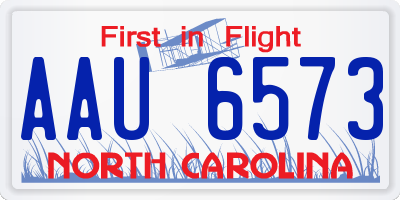 NC license plate AAU6573