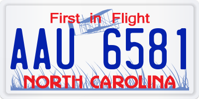 NC license plate AAU6581