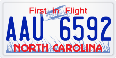NC license plate AAU6592