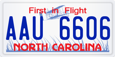 NC license plate AAU6606
