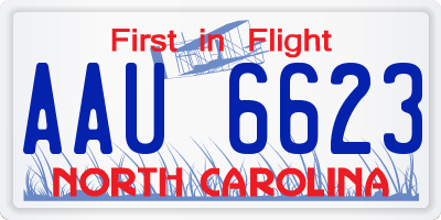 NC license plate AAU6623