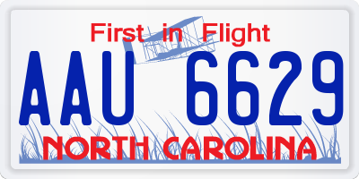 NC license plate AAU6629
