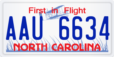 NC license plate AAU6634