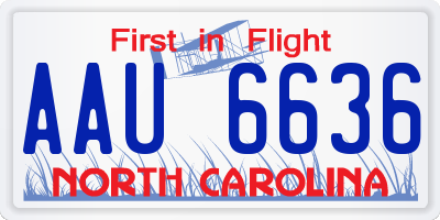 NC license plate AAU6636