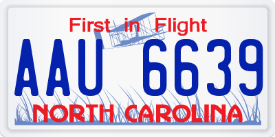 NC license plate AAU6639