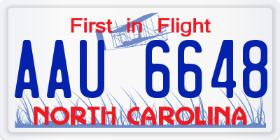 NC license plate AAU6648