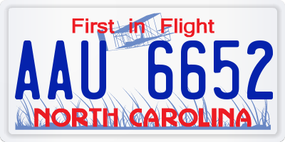 NC license plate AAU6652