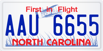 NC license plate AAU6655