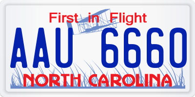 NC license plate AAU6660
