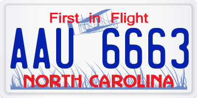 NC license plate AAU6663