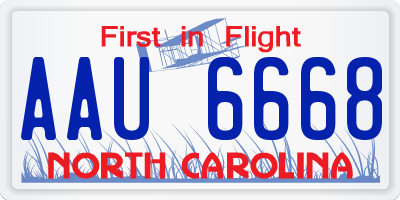 NC license plate AAU6668