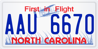NC license plate AAU6670