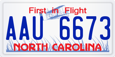 NC license plate AAU6673