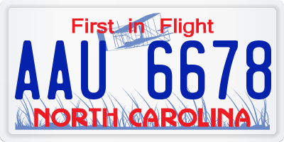 NC license plate AAU6678