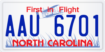 NC license plate AAU6701