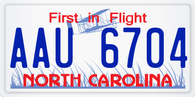 NC license plate AAU6704