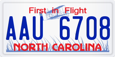 NC license plate AAU6708