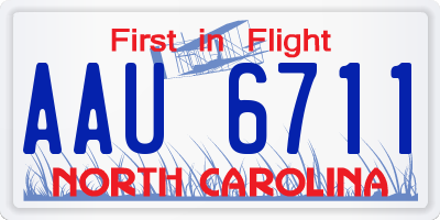 NC license plate AAU6711