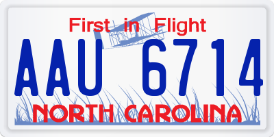NC license plate AAU6714