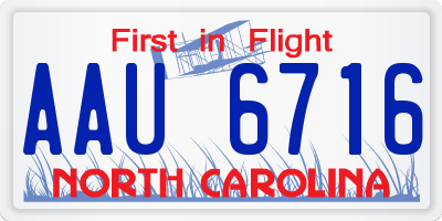NC license plate AAU6716