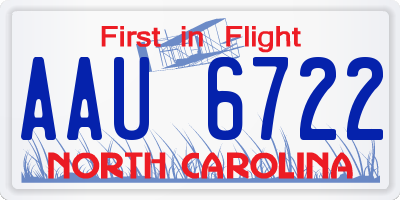NC license plate AAU6722
