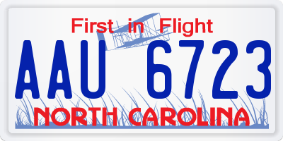 NC license plate AAU6723