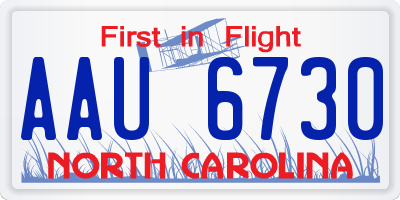 NC license plate AAU6730