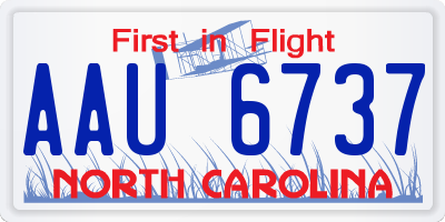 NC license plate AAU6737