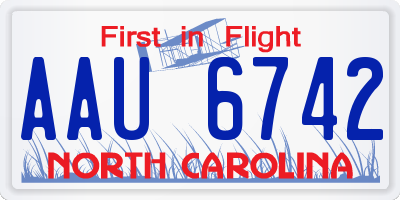 NC license plate AAU6742