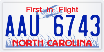 NC license plate AAU6743