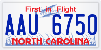 NC license plate AAU6750