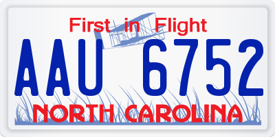 NC license plate AAU6752
