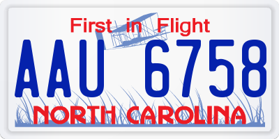 NC license plate AAU6758