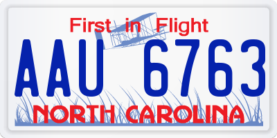 NC license plate AAU6763