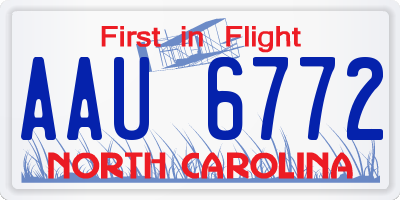 NC license plate AAU6772