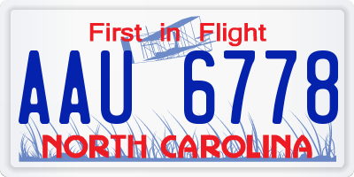 NC license plate AAU6778