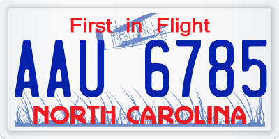 NC license plate AAU6785