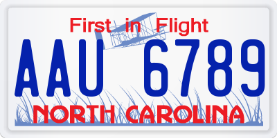 NC license plate AAU6789