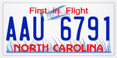 NC license plate AAU6791