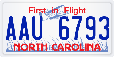 NC license plate AAU6793