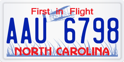 NC license plate AAU6798