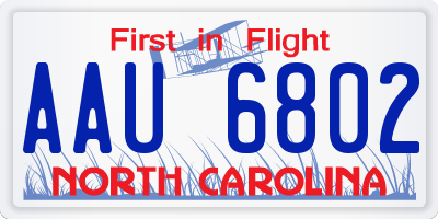 NC license plate AAU6802