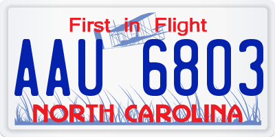 NC license plate AAU6803