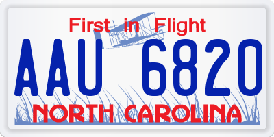 NC license plate AAU6820
